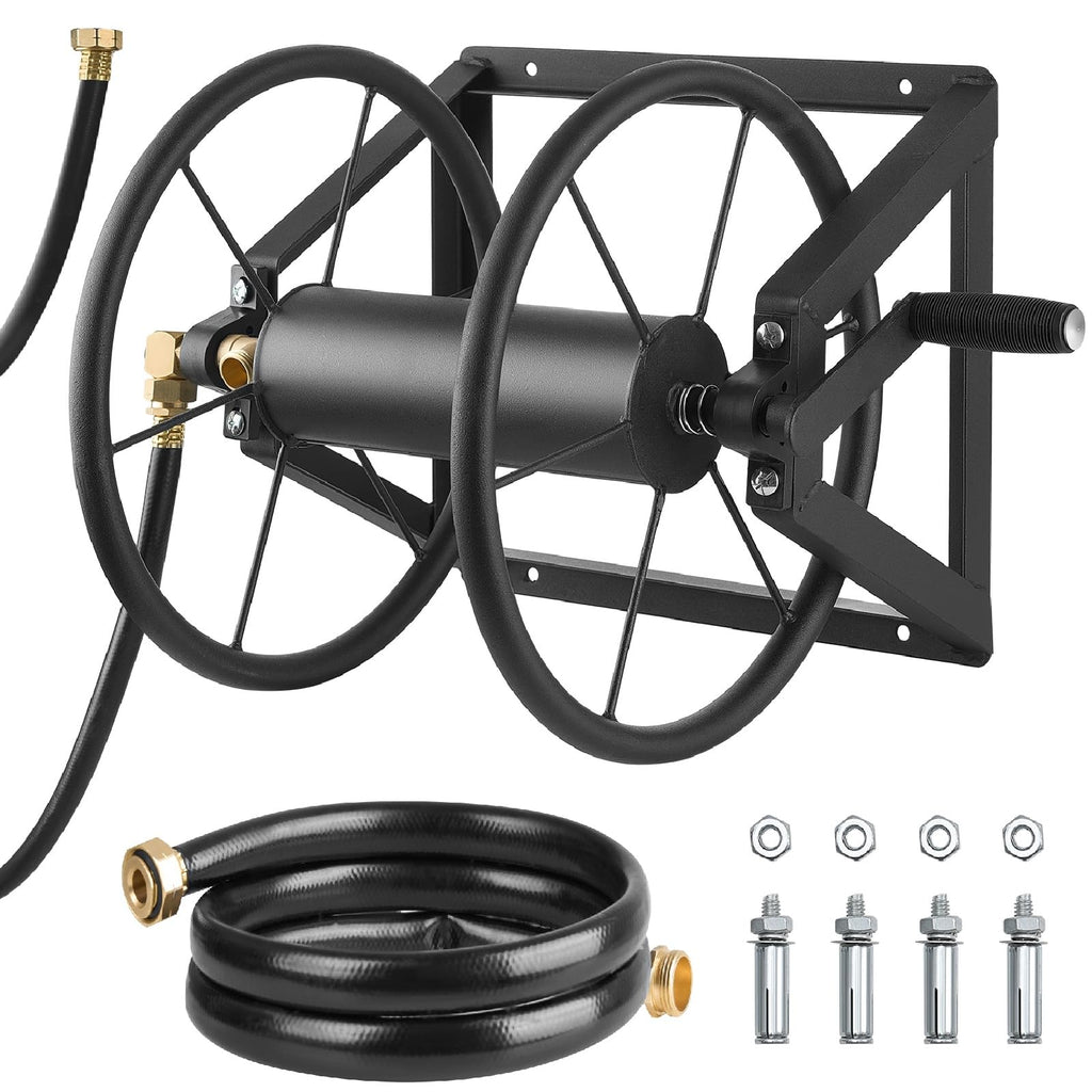Wall Mounted Garden Hose Reel, Holds 200 ft 5/8-inch, Heavy-Duty Steel R890976