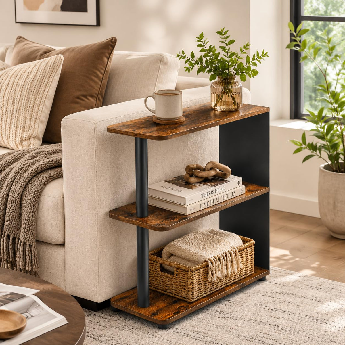 3-Tier Narrow Industrial End Table J123366