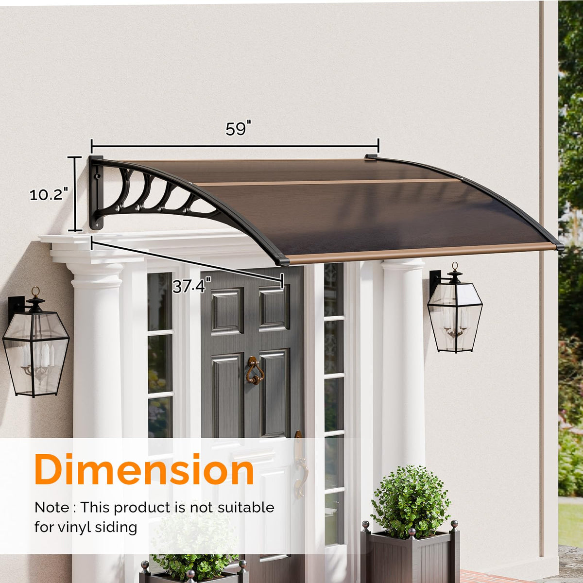 40" x 60" Polycarbonate Door Awning I3762