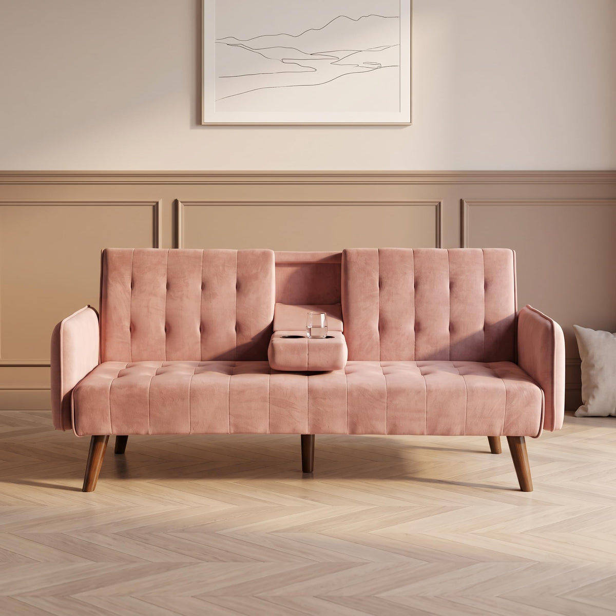Pink Convertible Sleeper Sofa V6994