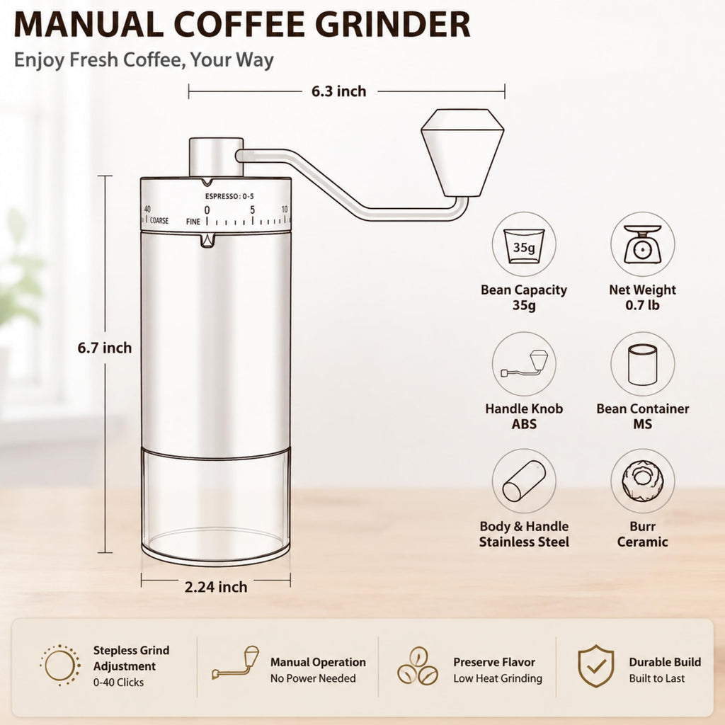 Manual Coffee Grinder with Adjustable Settings J939817