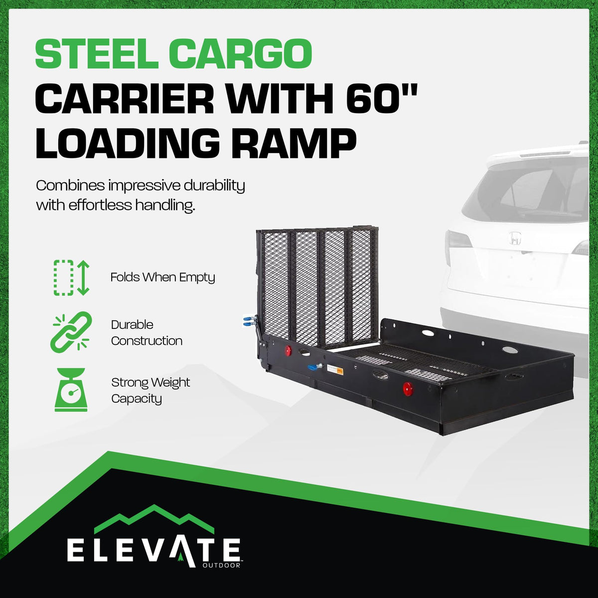 Folding Hitch Cargo Carrier with 60" Ramp T10799