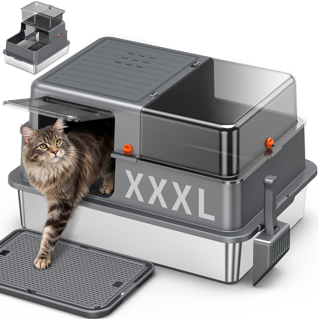 XXXL Stainless Steel Litter Box with Lid Z67053