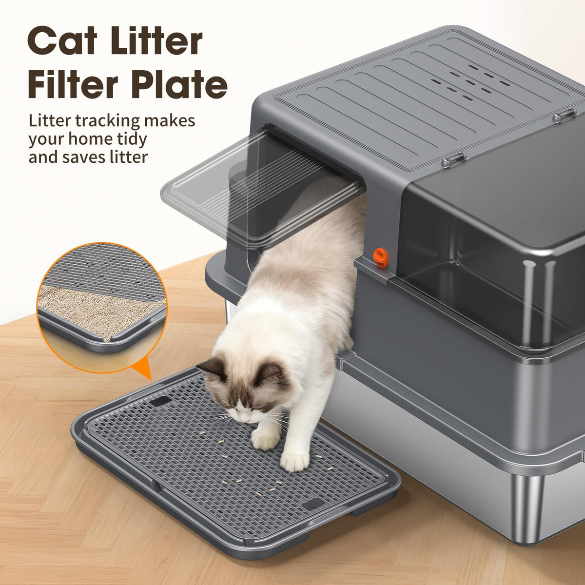 XXXL Stainless Steel Litter Box with Lid Z67053
