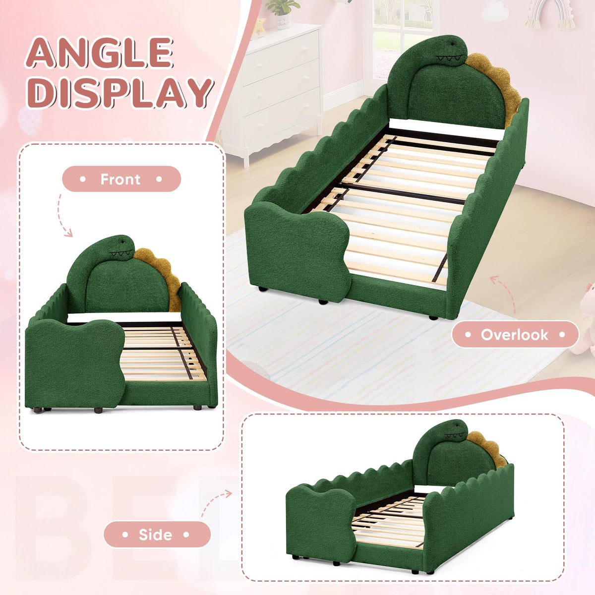 Twin Size Upholstered Boucle Daybed with Slats Support Y1724