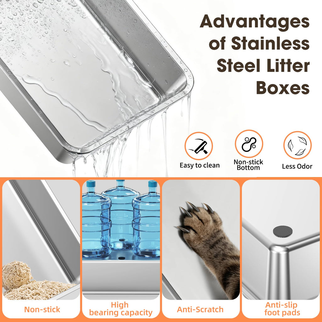 XXXL Stainless Steel Litter Box with Lid Z67053