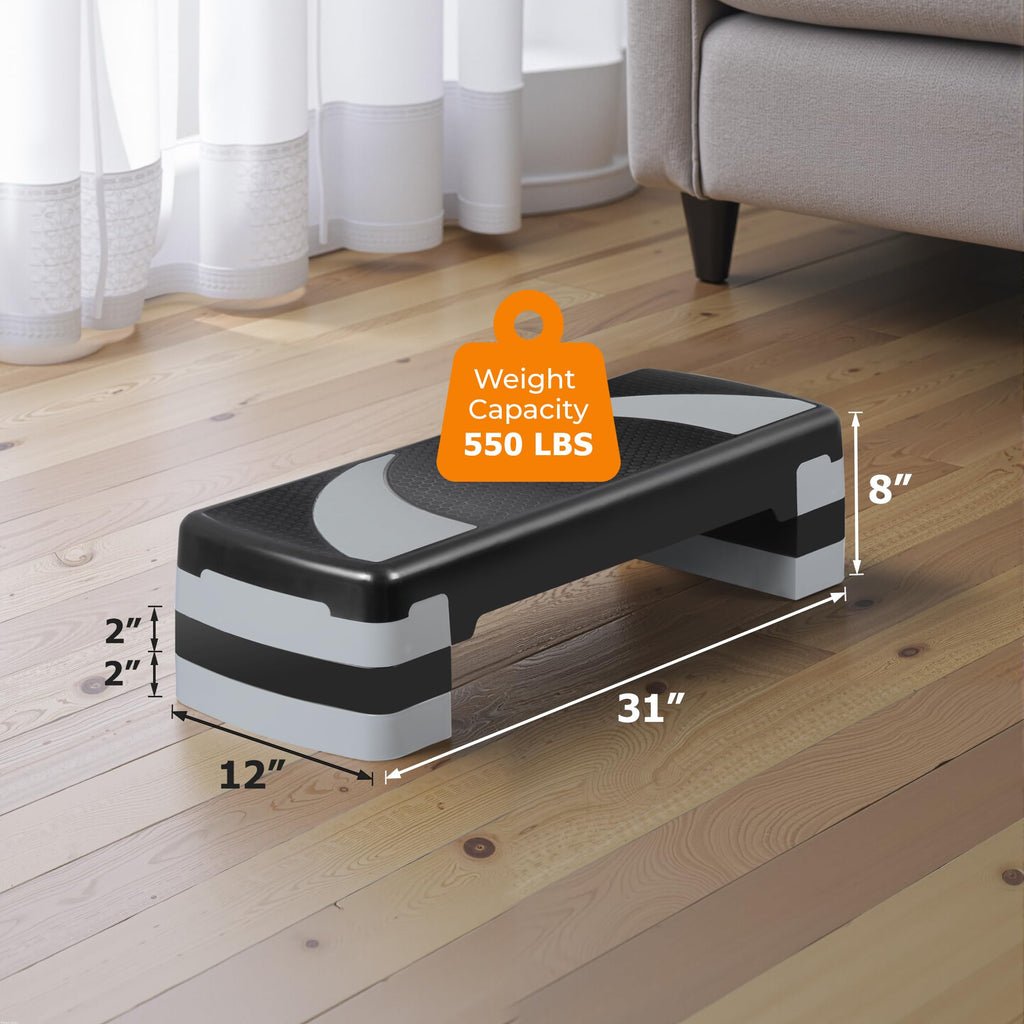 31" Adjustable Aerobic Step Platform with 4 Stackable Risers E7012
