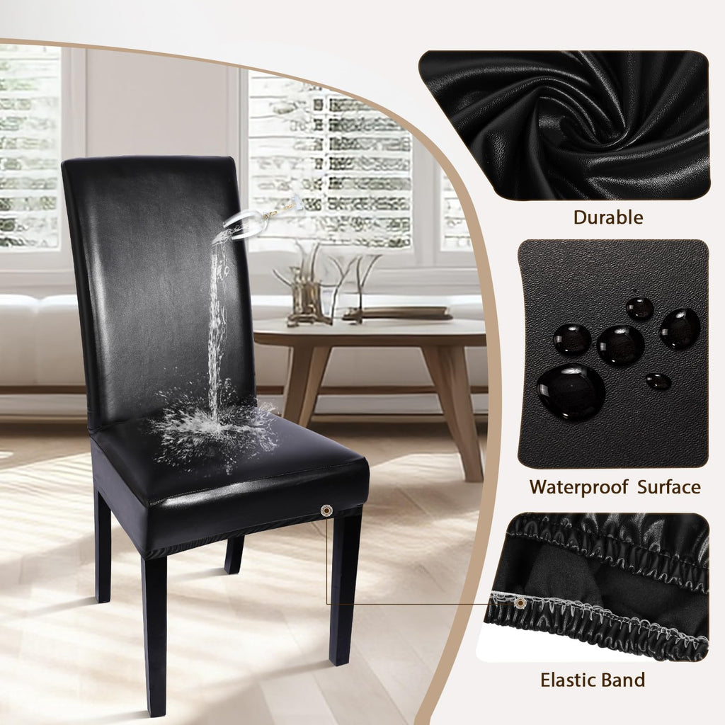 Waterproof PU Leather Dining Chair Covers Set of 6 N102851