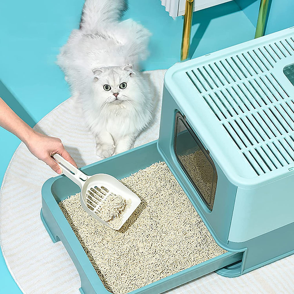 Foldable Large Top Entry Anti-Splashing Cat Litter Box with Lid and Scoop B3029