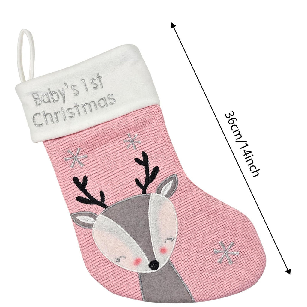 Pink Grey Christmas Stocking D4470