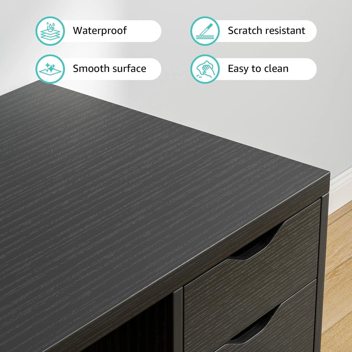 Black Computer Desk with Drawers T203