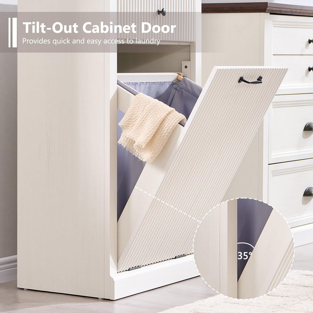 White Tilt Out Laundry Hamper Cabinet U281606