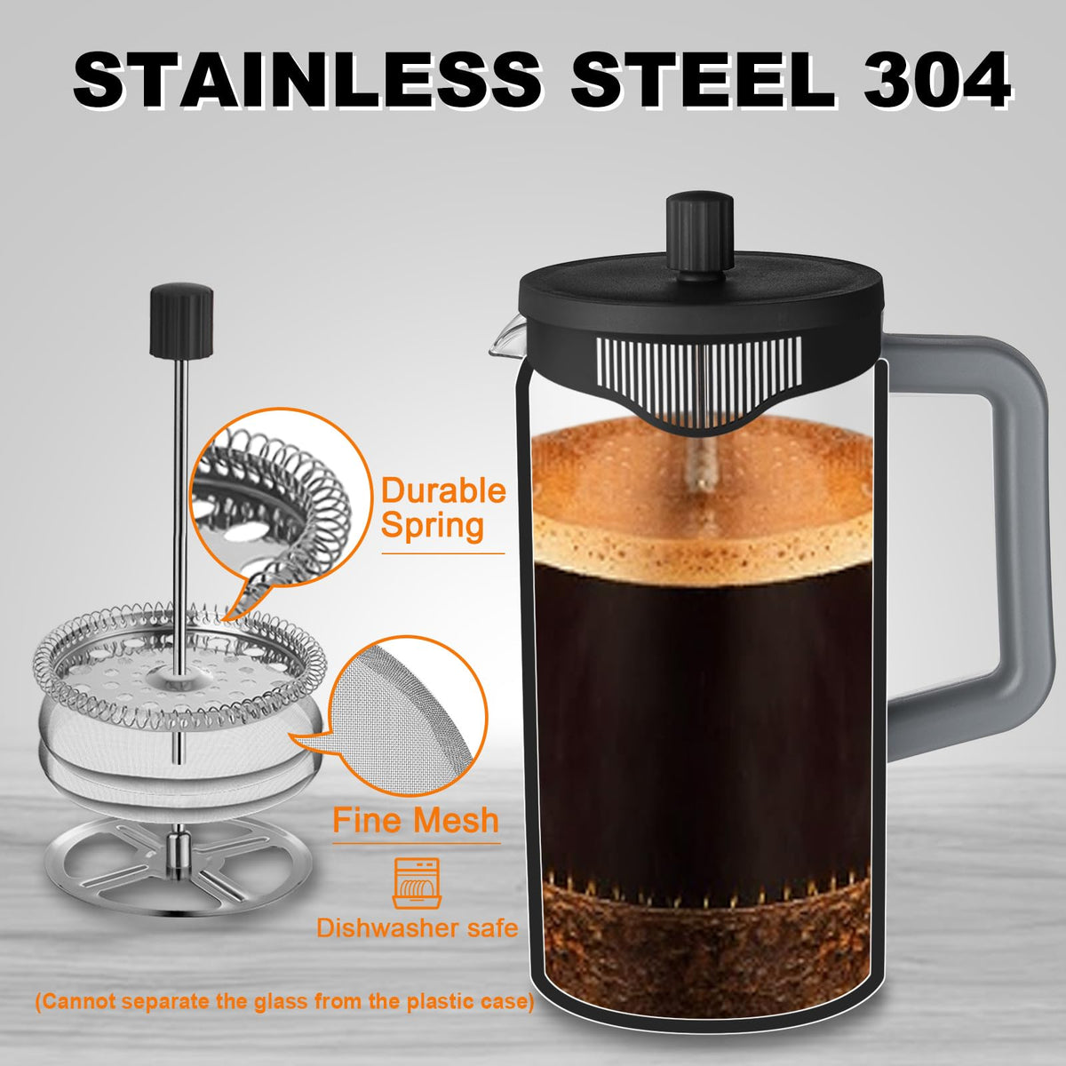 21 oz Heat-resistant Borosilicate Glass French Press Coffee Maker M5983
