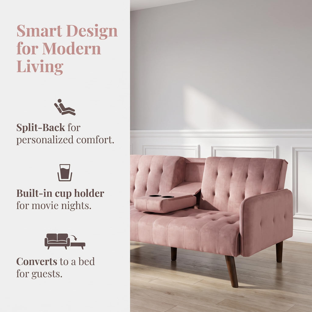 Pink Convertible Sleeper Sofa V6994
