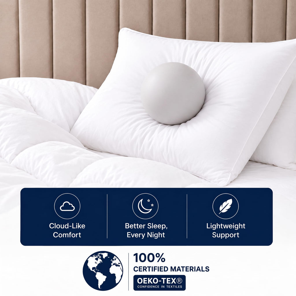 King Size White Microfiber Bed Pillows Set of 2 Q9809