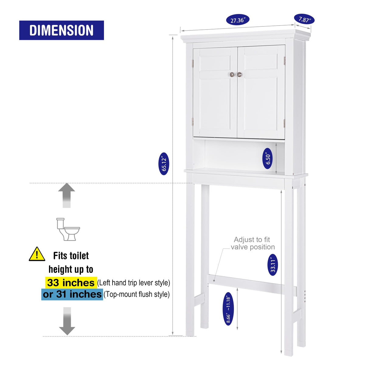 White Over The Toilet Storage Cabinet O484