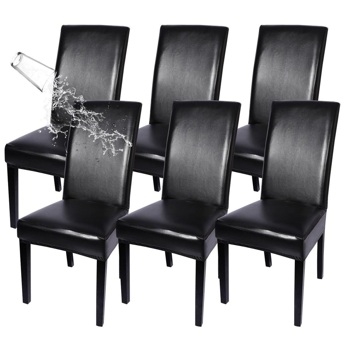 Waterproof PU Leather Dining Chair Covers Set of 6 N102851