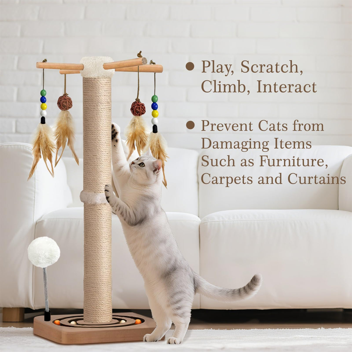 Sisal Cat Scratching Post with Toys P95644