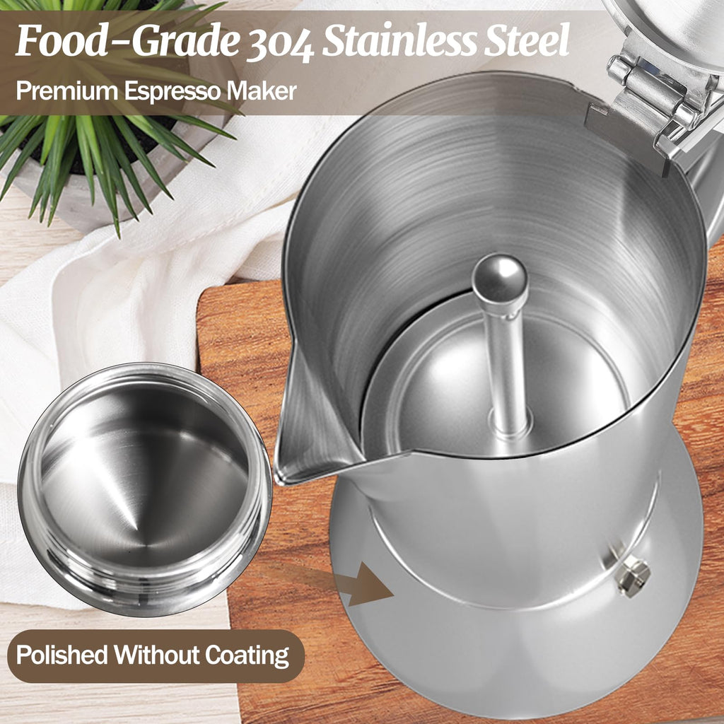 12 Cup 304 Stainless Steel Moka Pot D6236