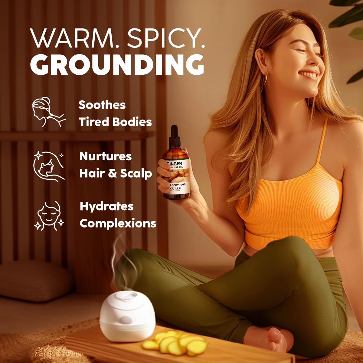 Ginger Hair Oil & Lavender Diffuser Essential Oil Set 2x4 fl oz S488