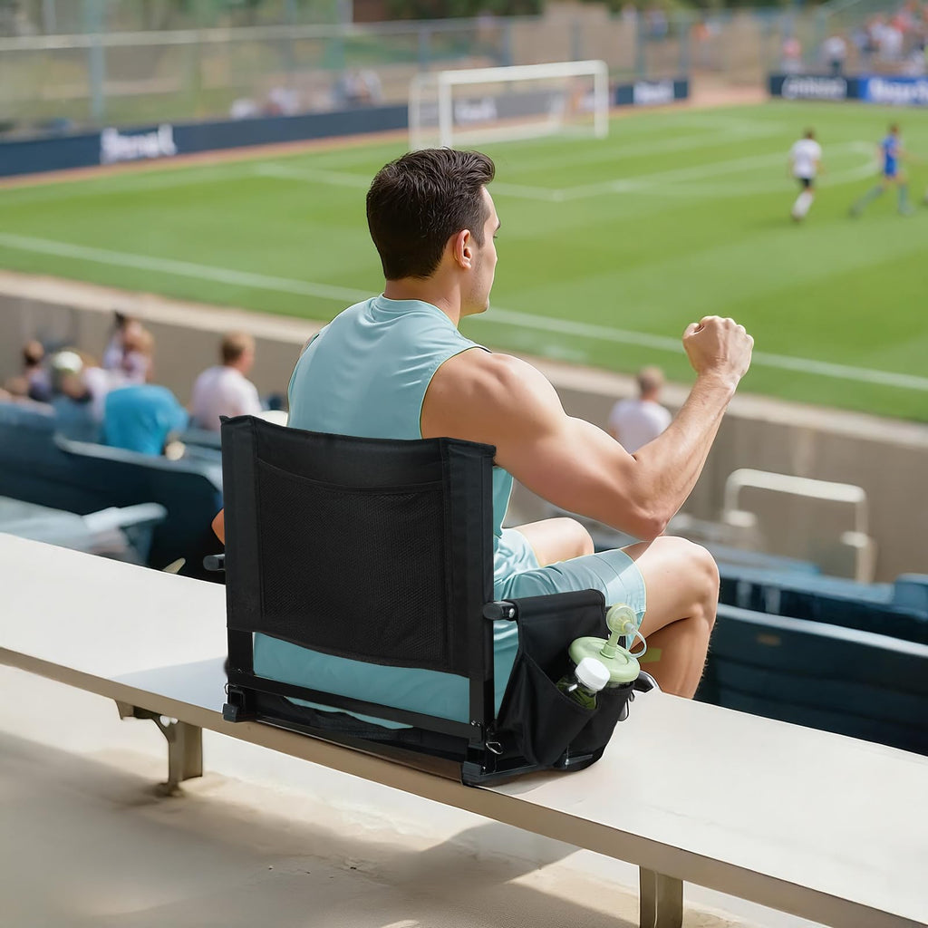 2 Pcs Folding Stadium Seat with Back Support and Cushion F5108