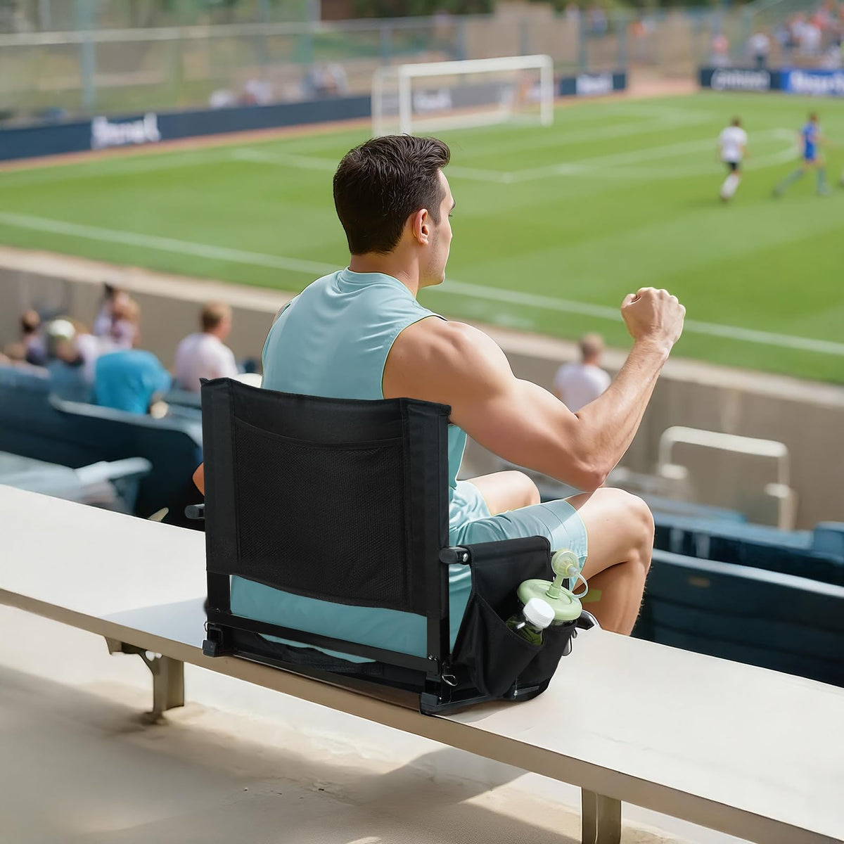 2 Pcs Folding Stadium Seat with Back Support and Cushion F5108