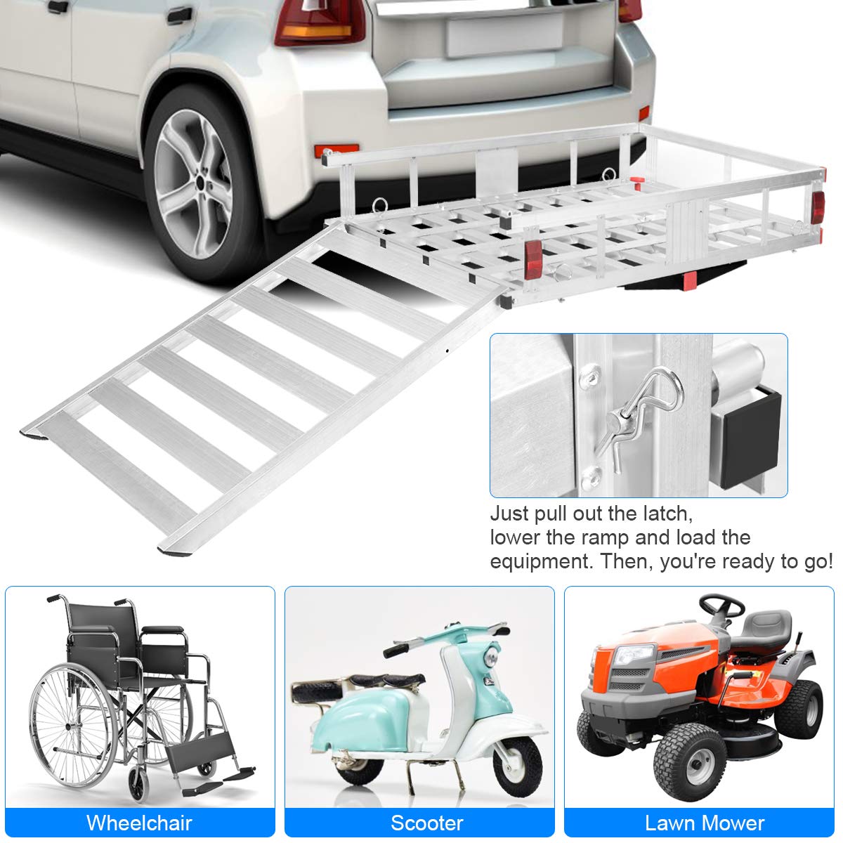 50"x 29.5" Aluminum Hitch Cargo Carrier with Ramp A53201