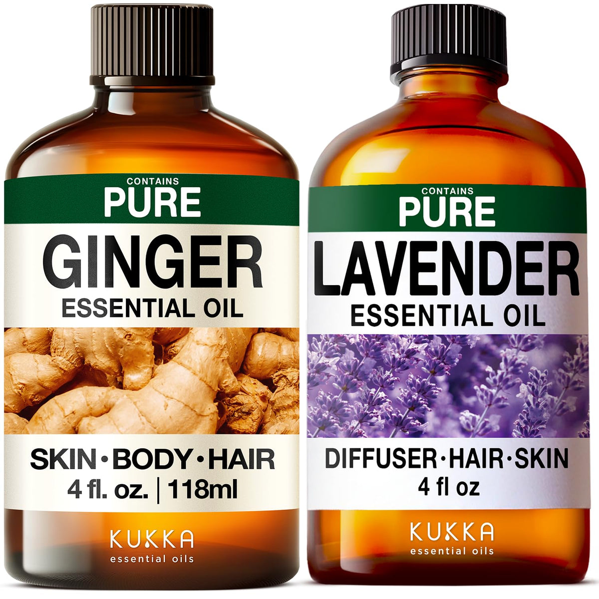 Ginger Hair Oil & Lavender Diffuser Essential Oil Set 2x4 fl oz S488