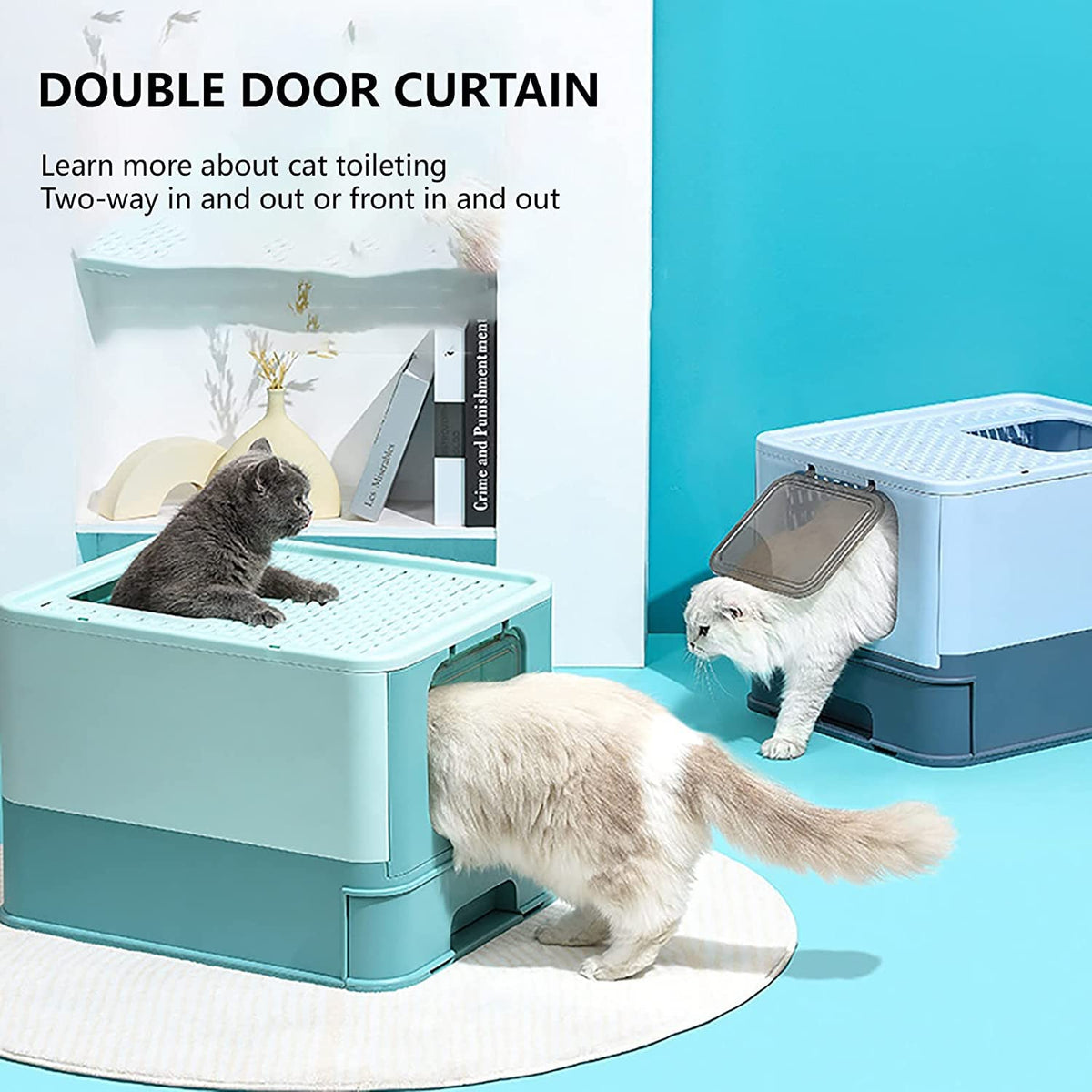 Foldable Large Top Entry Anti-Splashing Cat Litter Box with Lid and Scoop B3029