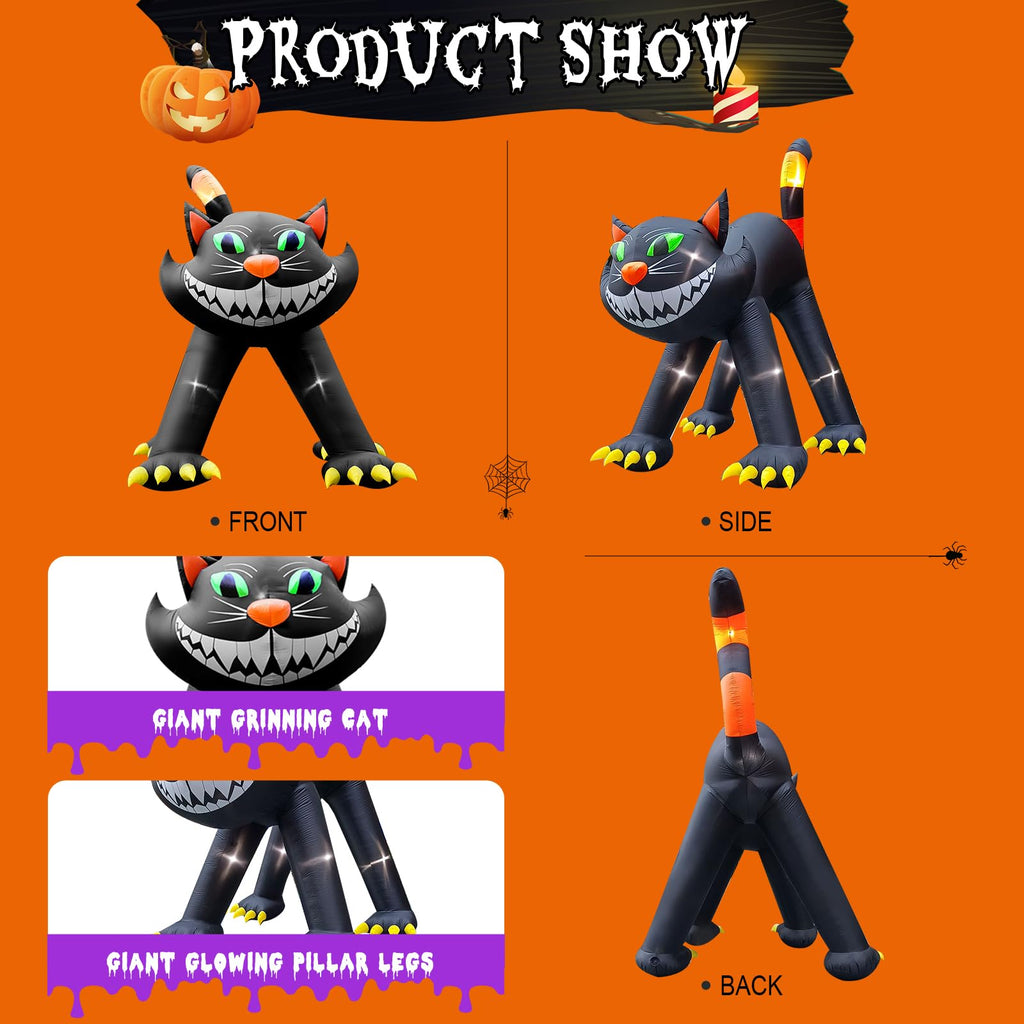 14FT Inflatable Black Cat Halloween Decoration with 7 LED F873540