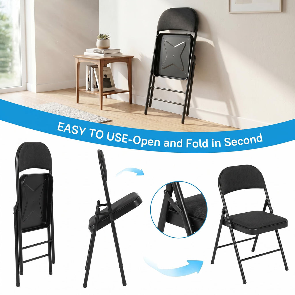 10 Pack Black Padded Folding Chairs O224