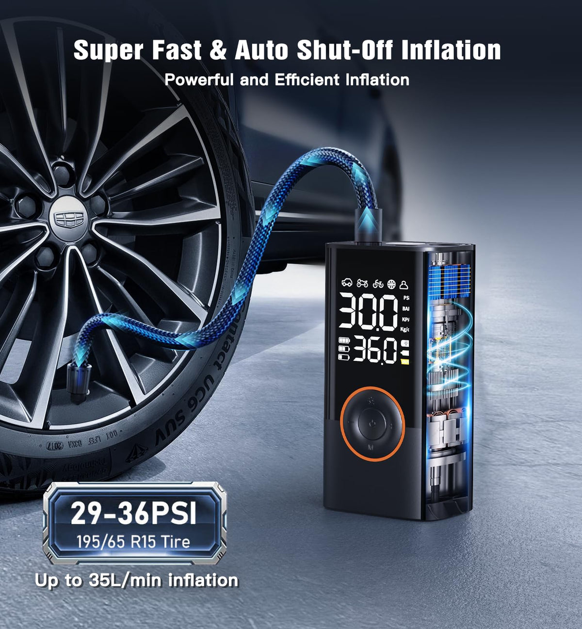Portable Cordless Tire Inflator Air Compressor 150PSI D235