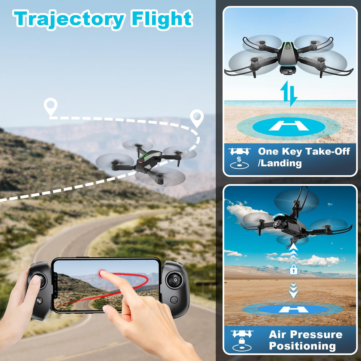 1080P HD Foldable Drone with Camera, 2 Batteries, Carrying Case K778184