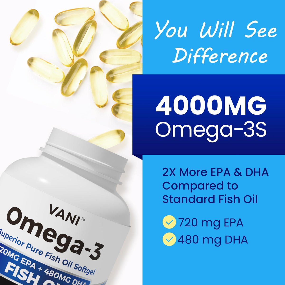 Omega 3 Fish Oil 4000mg 120 Softgels EPA DHA X215