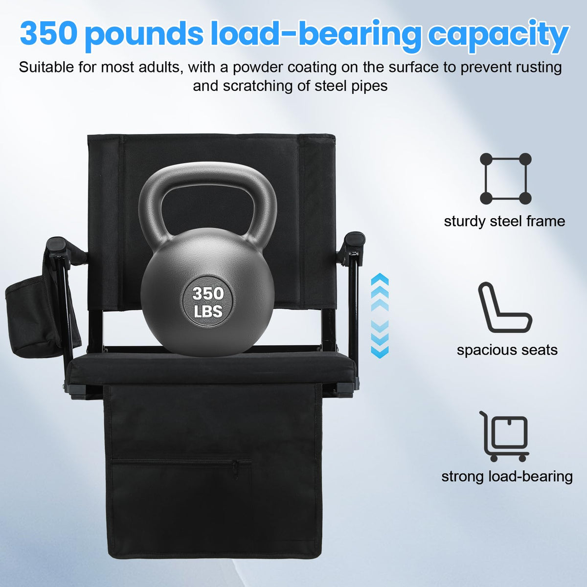 2 Pcs Folding Stadium Seat with Back Support and Cushion F5108