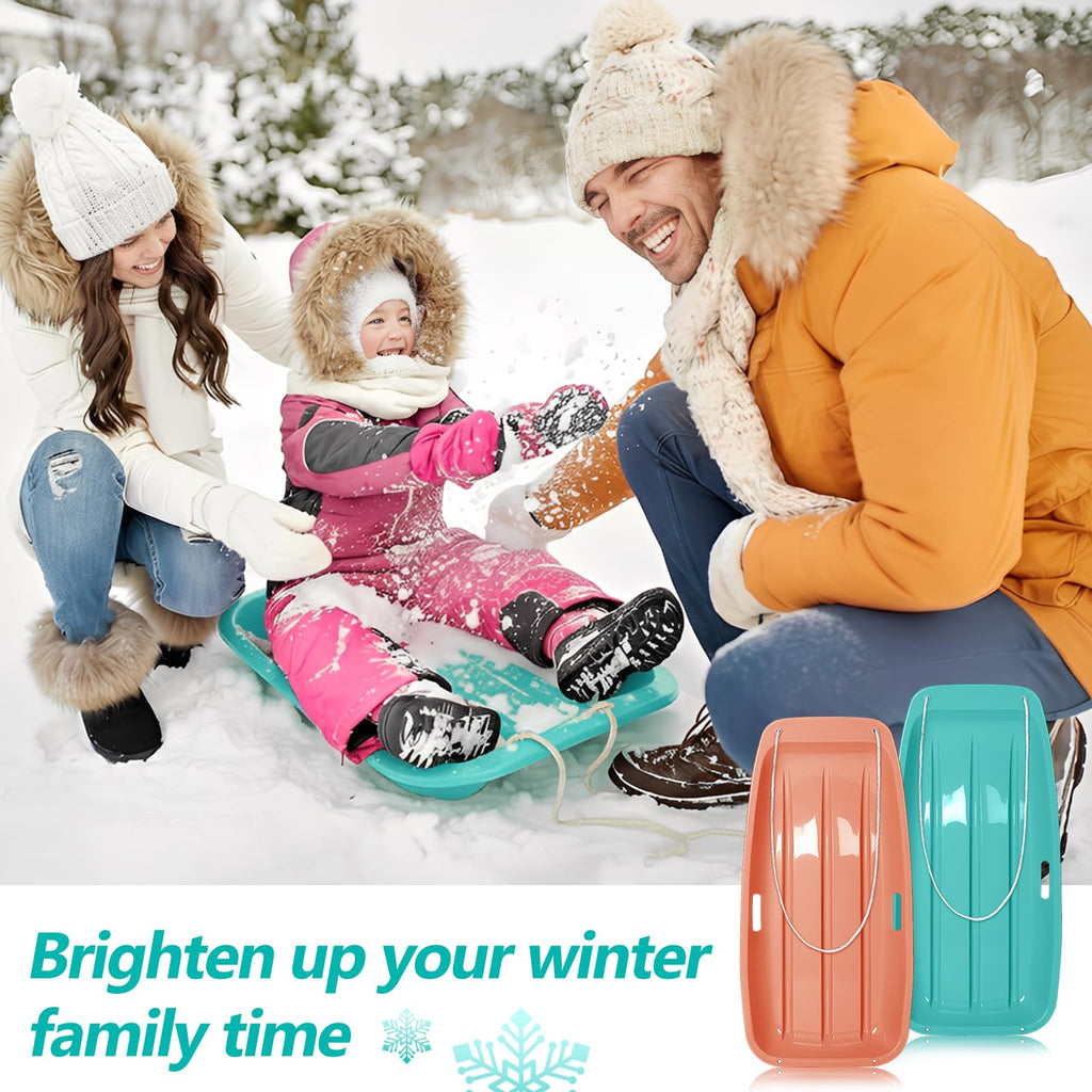 2 Pcs Plastic Snow Sled with Pull Rope and Handles W609