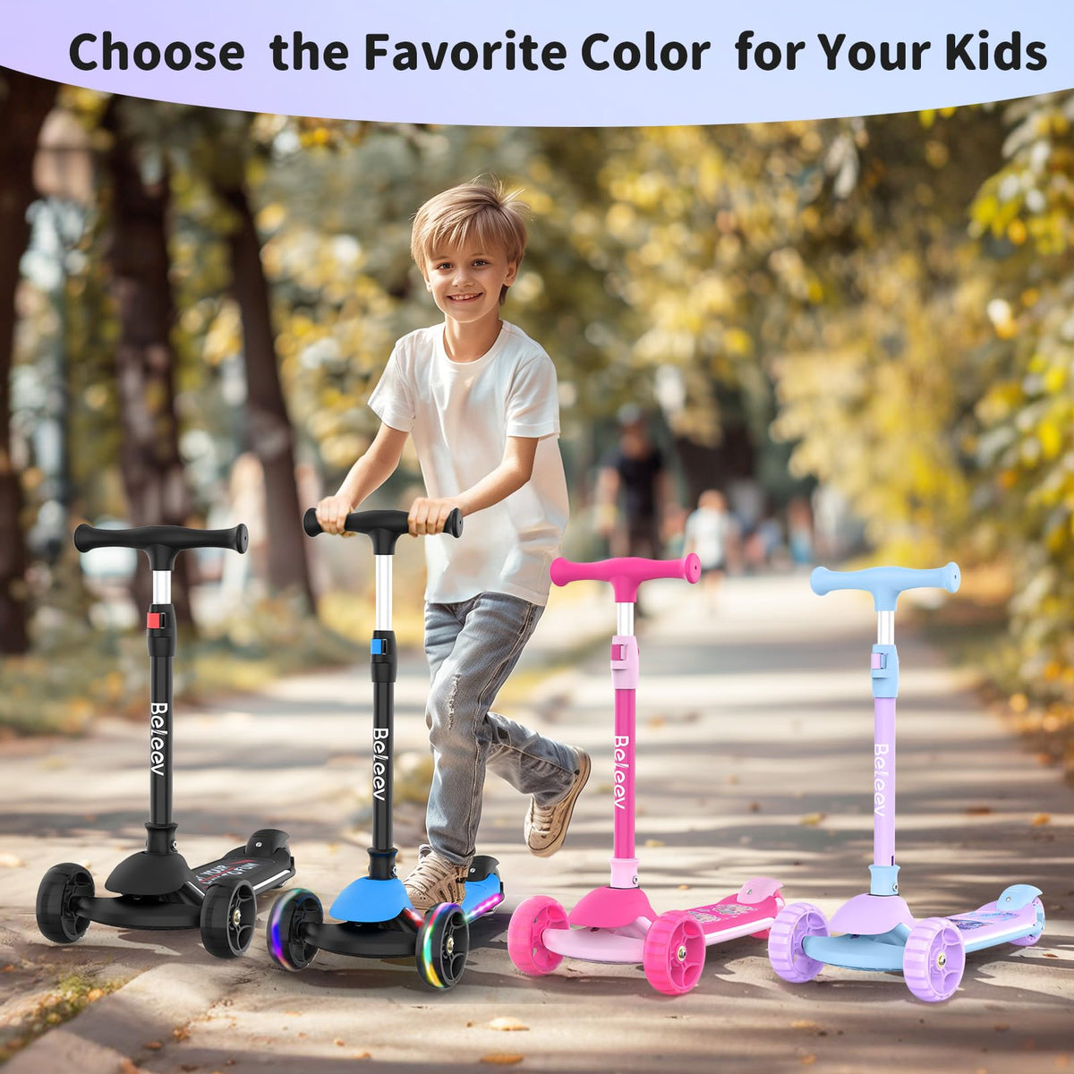 3 Wheel Folding Kids Scooter with LED Light-Up Wheels Z50159
