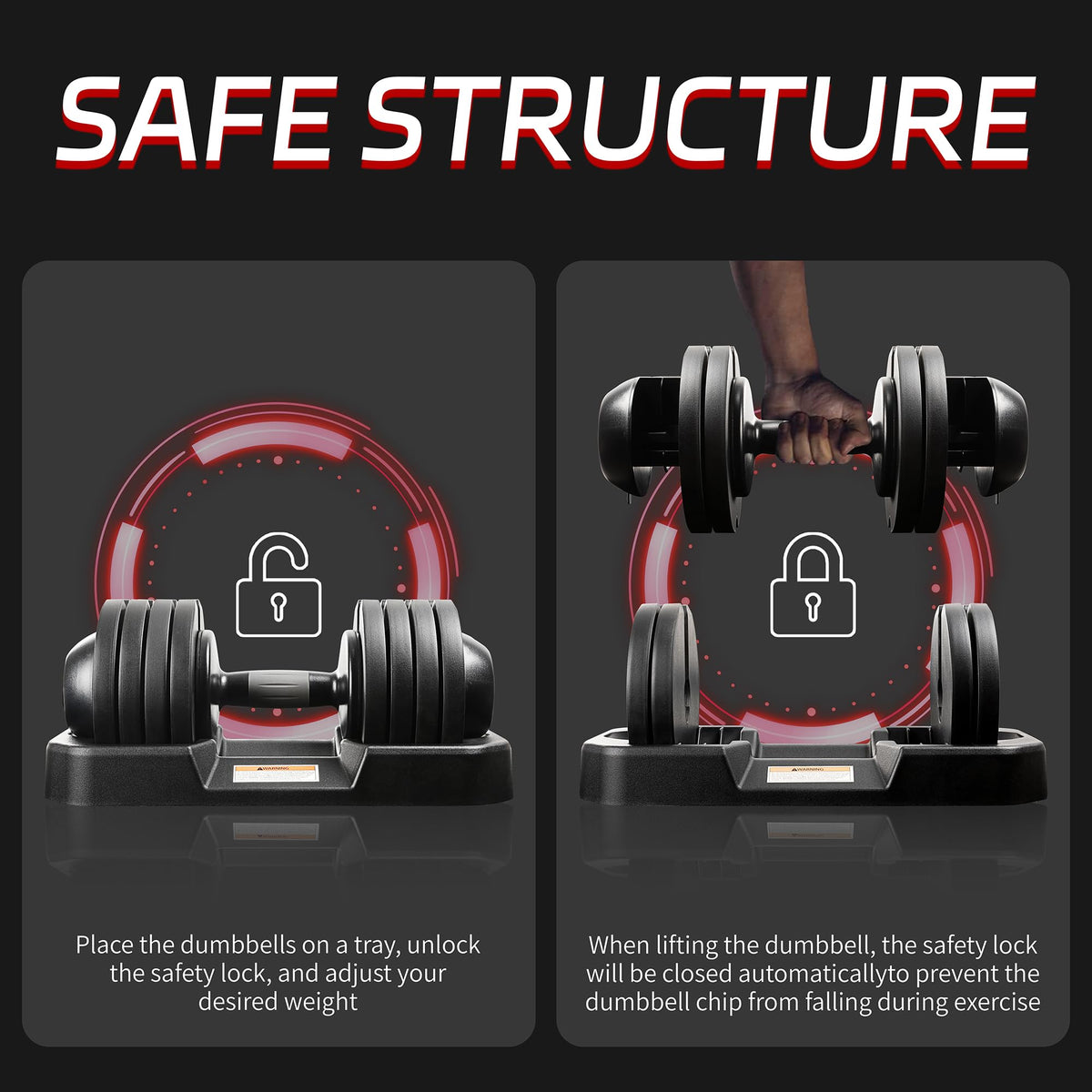 Adjustable Dumbbell Set with Tray B188326