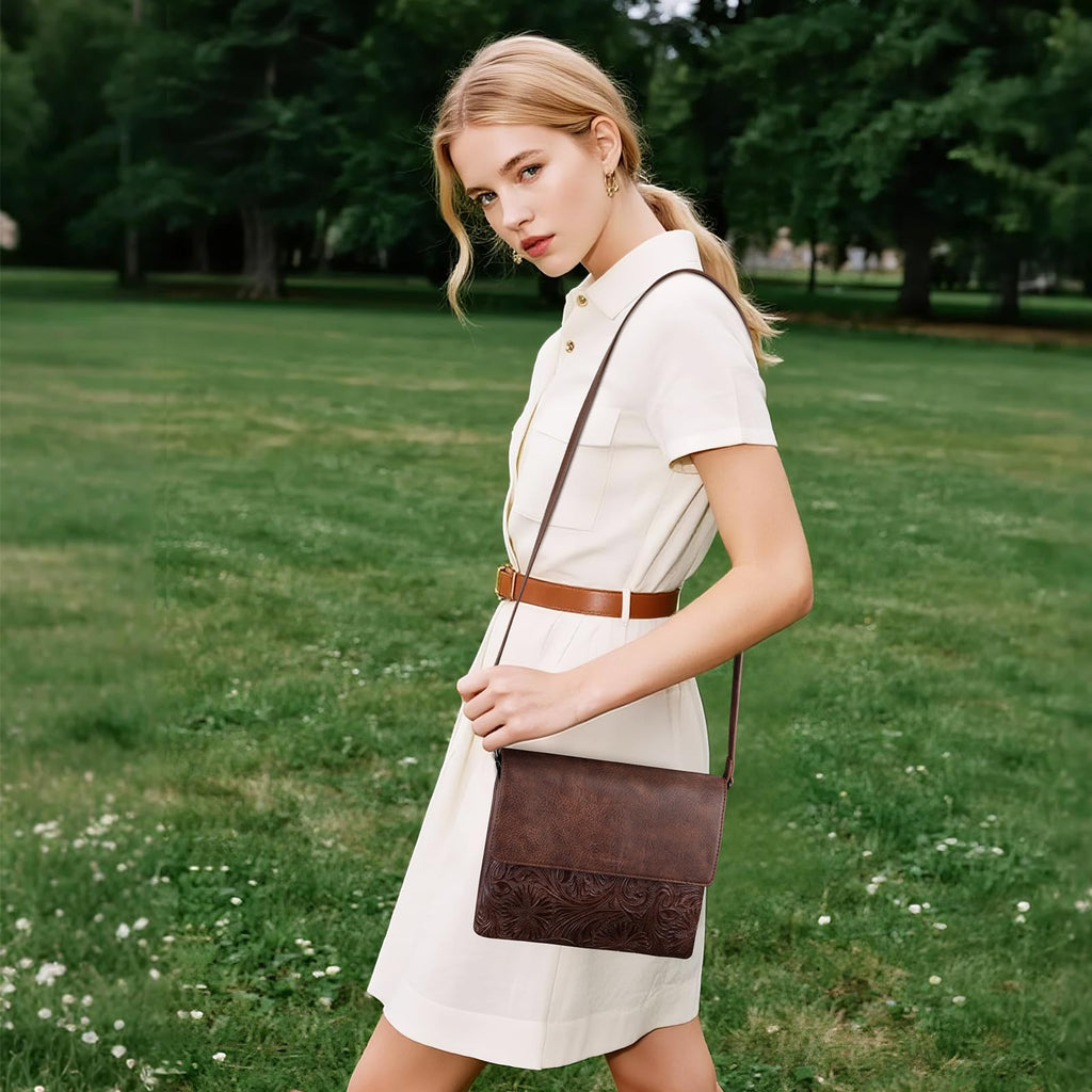 Small Vegan Leather Crossbody Bag with Adjustable Strap W26898