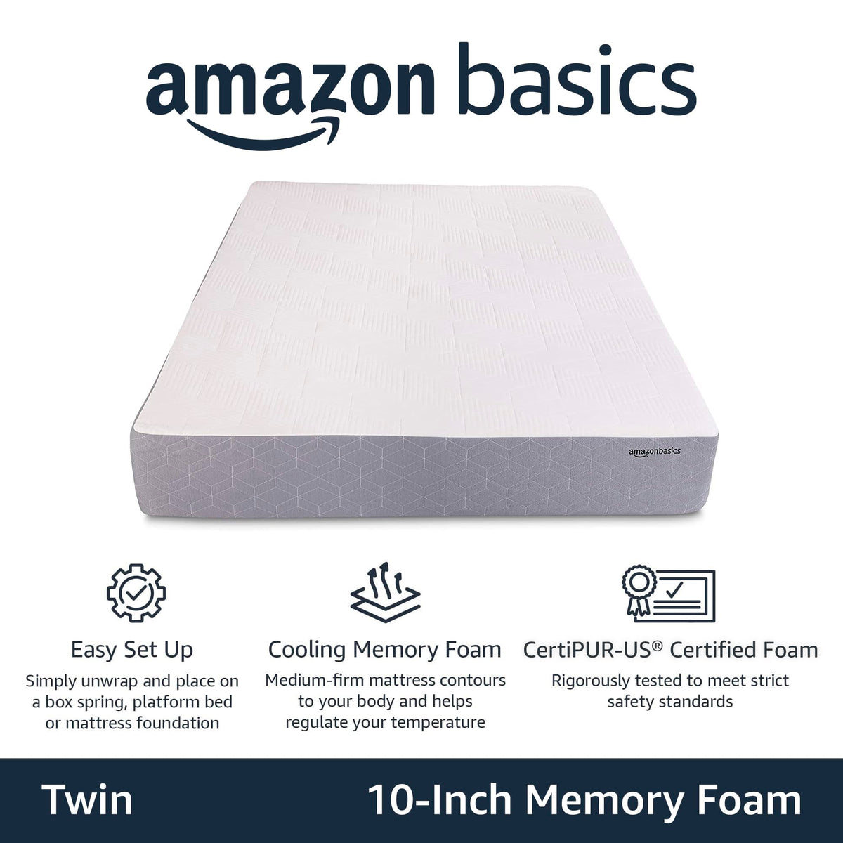 Medium-Firm Cooling Gel Memory Foam Mattress, Twin Size C315293