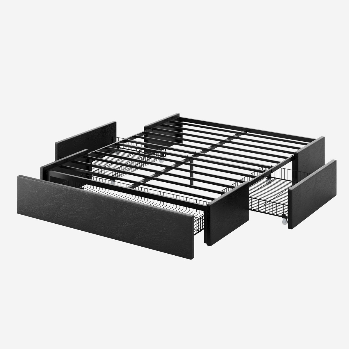 Queen Size Platform Storage Bed Frame with 3 Drawers, Black S8876