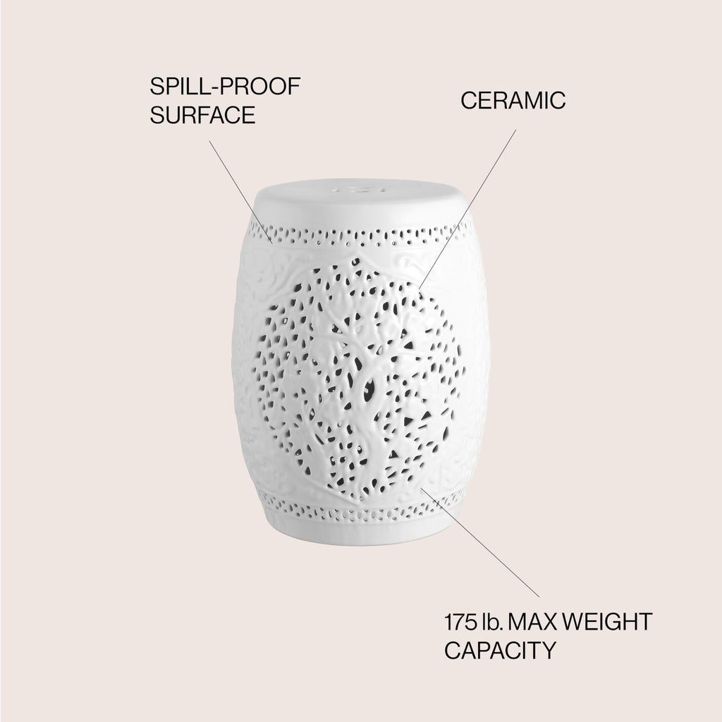 White Ceramic Garden Stool D187