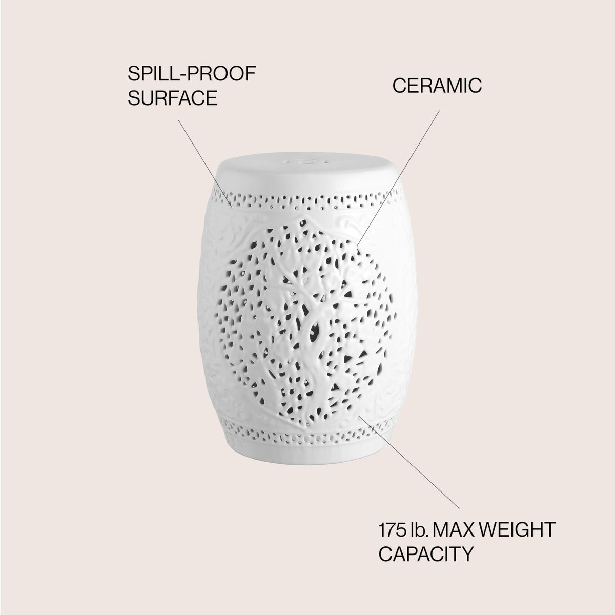 White Ceramic Garden Stool D187