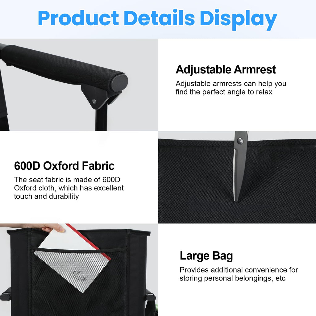 2 Pcs Folding Stadium Seat with Back Support and Cushion F5108