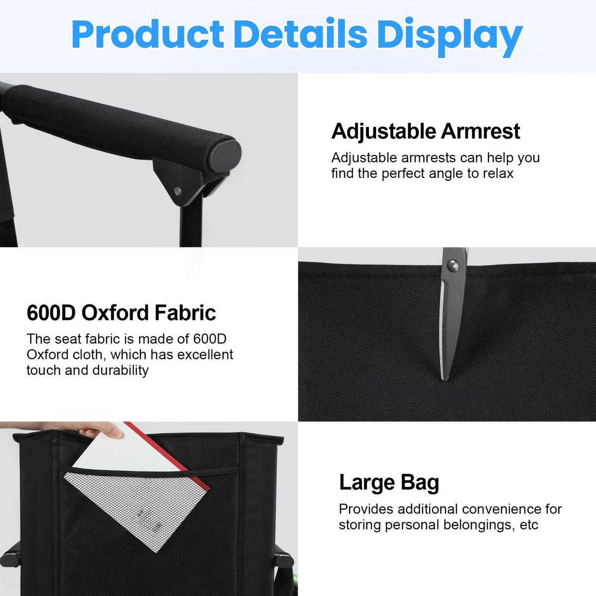 2 Pcs Folding Stadium Seat with Back Support and Cushion F5108