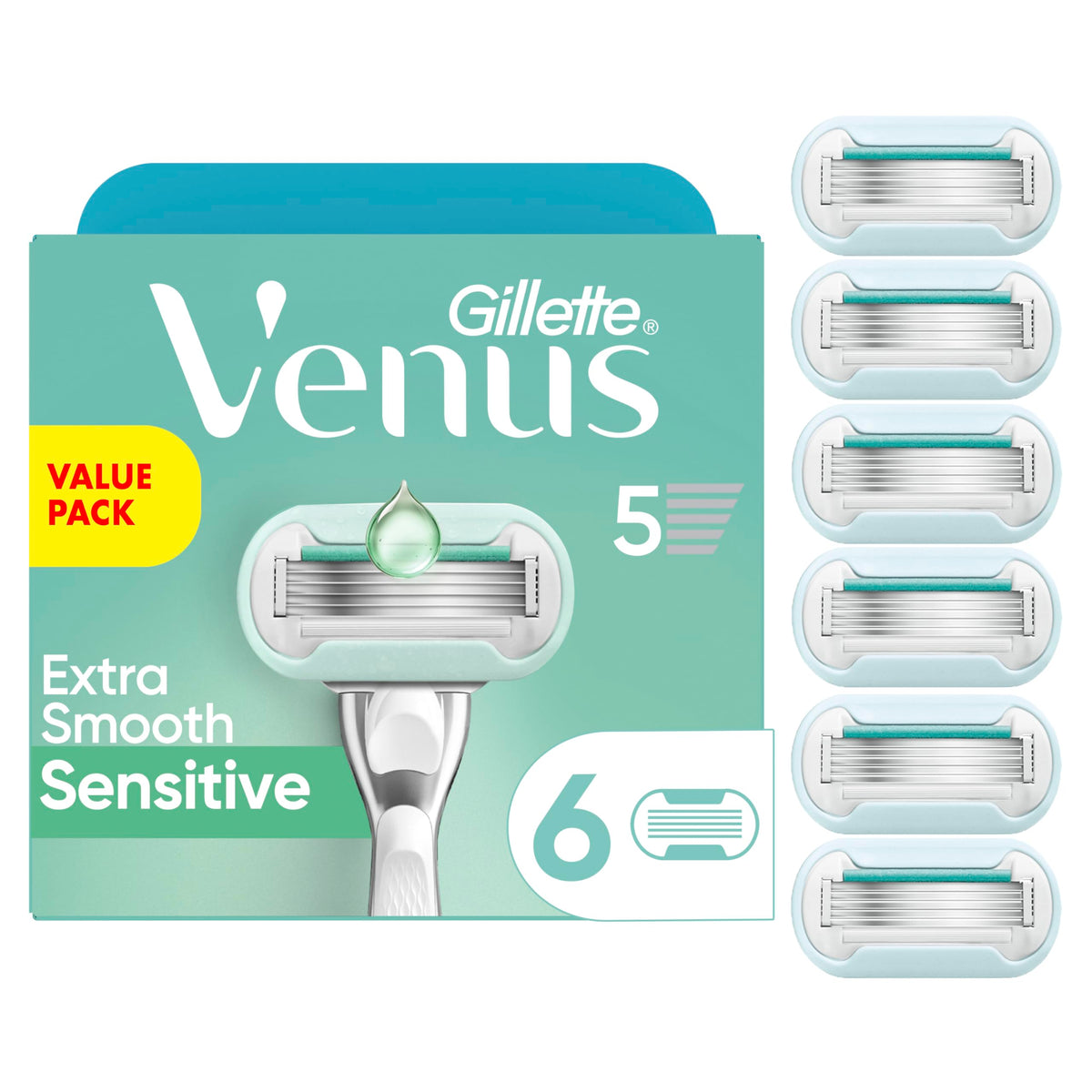 6 Count Sensitive Womens Razor Blade Refills Q6636