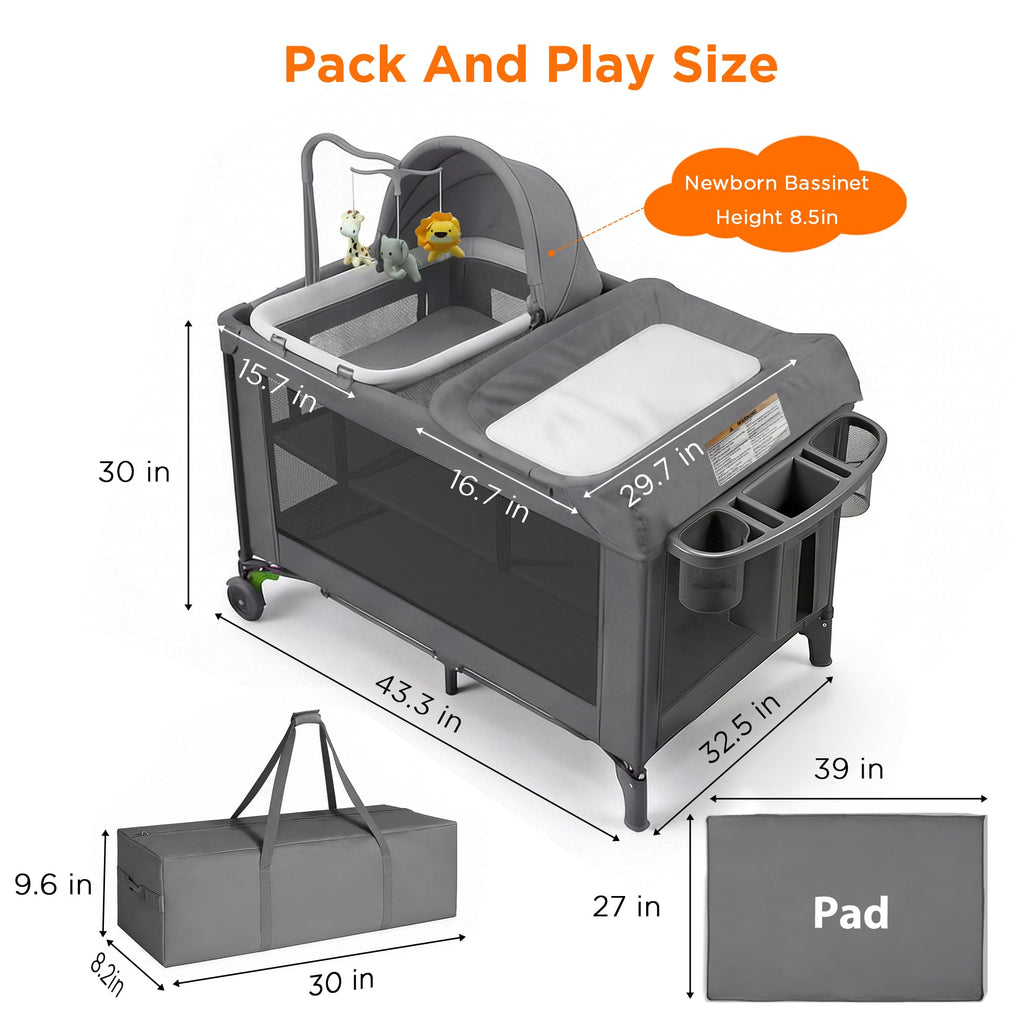 4 in 1 Baby Pack and Play with Bassinet G2890