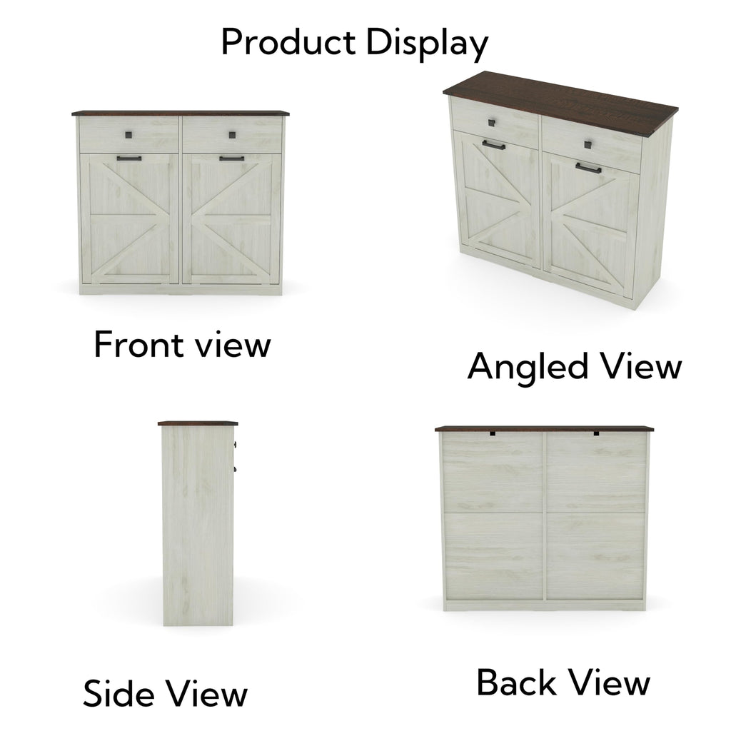 Antique White Tilt Out Trash Cabinet with 2 Drawers U9574