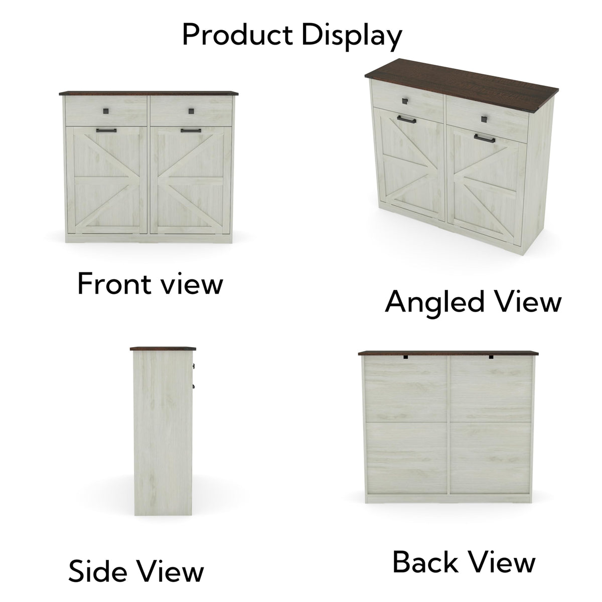 Antique White Tilt Out Trash Cabinet with 2 Drawers U9574