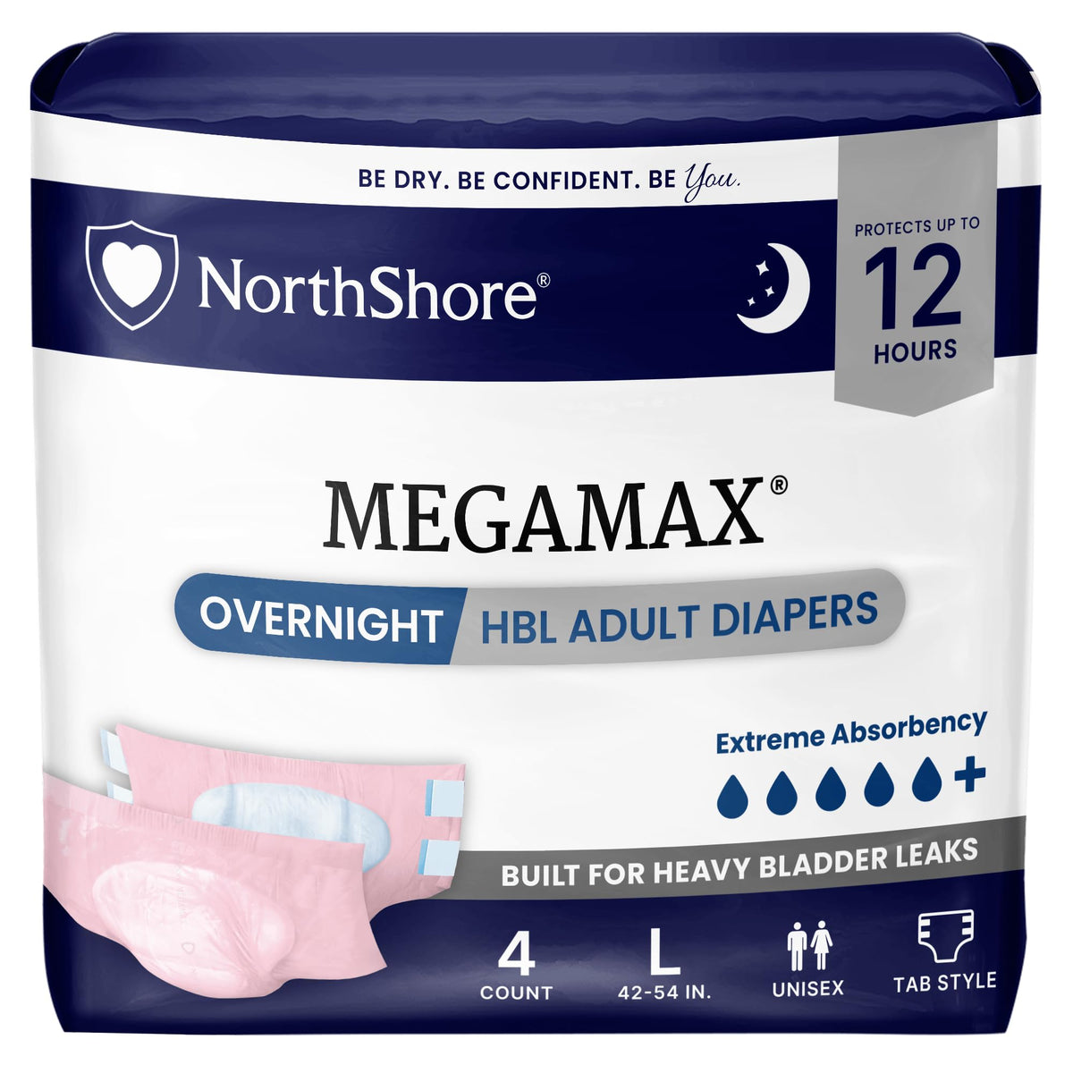 Large Adult Diapers with Tabs, Pink, 4 Count A9769